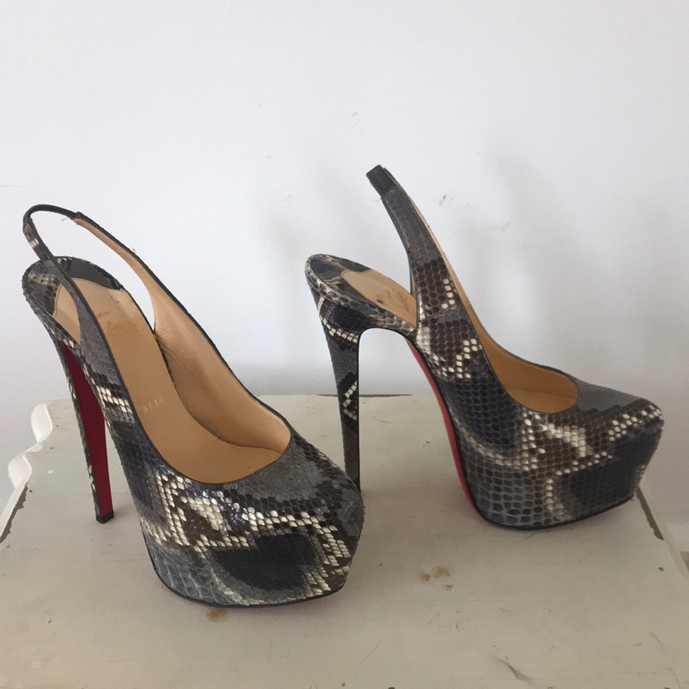 Christian Louboutin python platform sling back - Picture 3 of 10